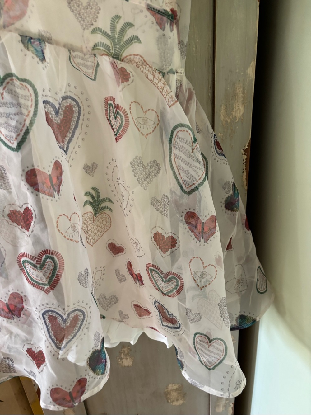 Women Pink Heart & Pineapple Print Party Dress - Picture 5 of 10